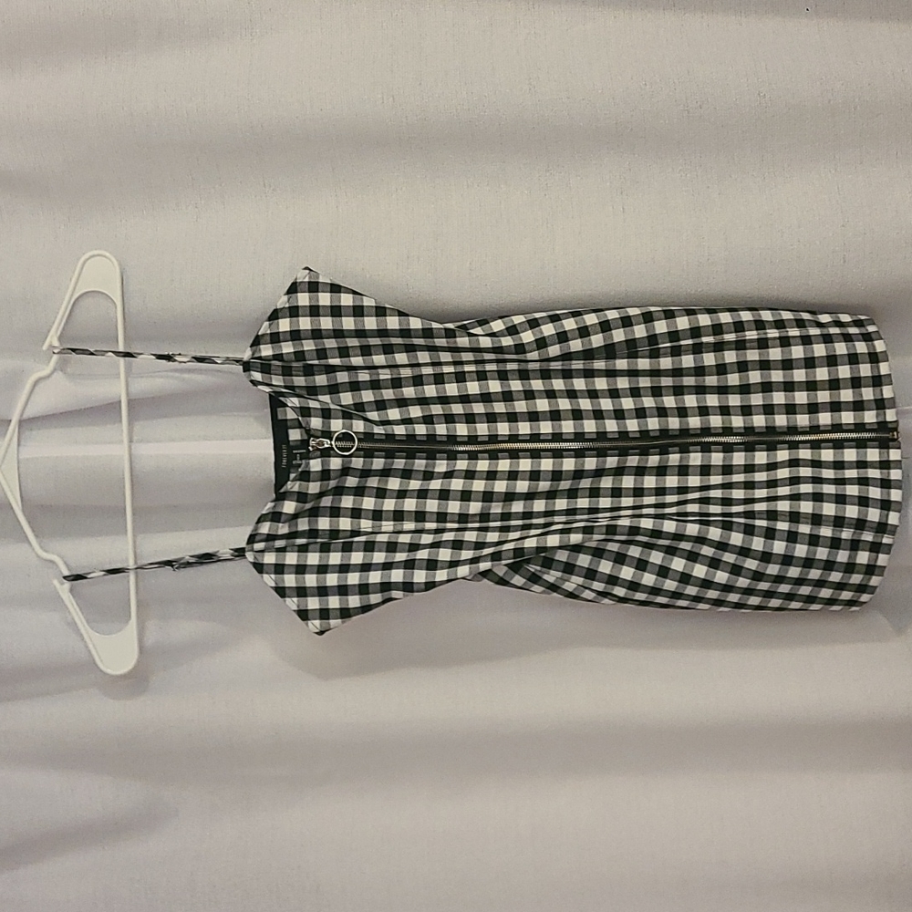 Checker full zip mini dress